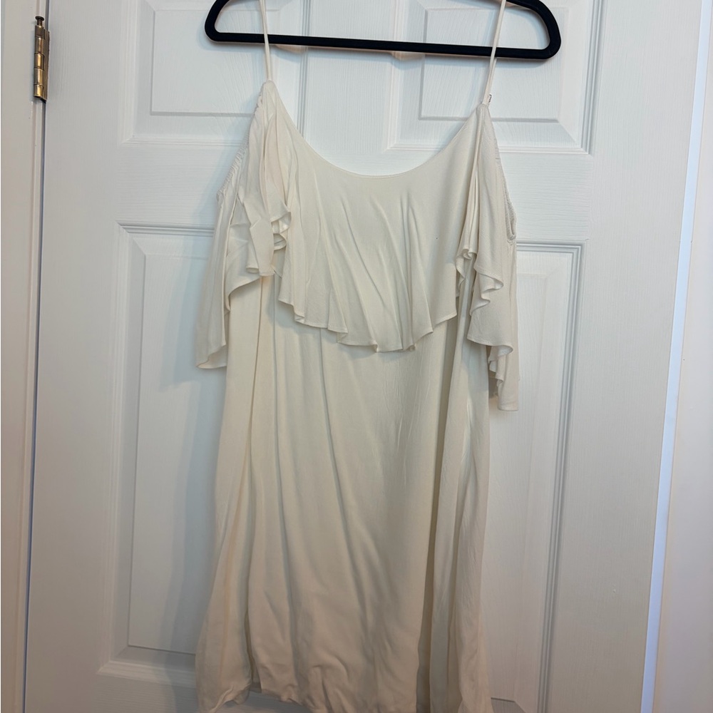 Lulu's Cream Off-Shoulder Mini Dress